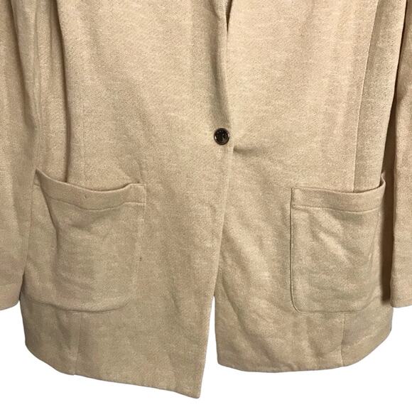 Tommy Hilfiger Tan Light Brown Single Button Cotton Sweater-Blazer Women's 16 - Picture 5 of 8